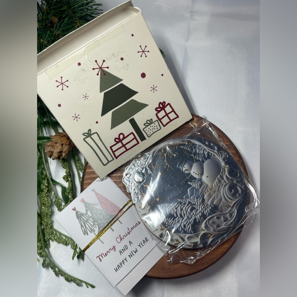 Holiday Snowman Ornament in Silver and White